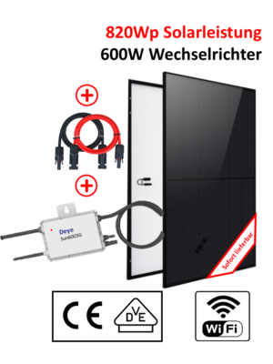 Balkonkraftwerk 800W / 820W / 600W Komplettpaket Steckdosen Solaranlage